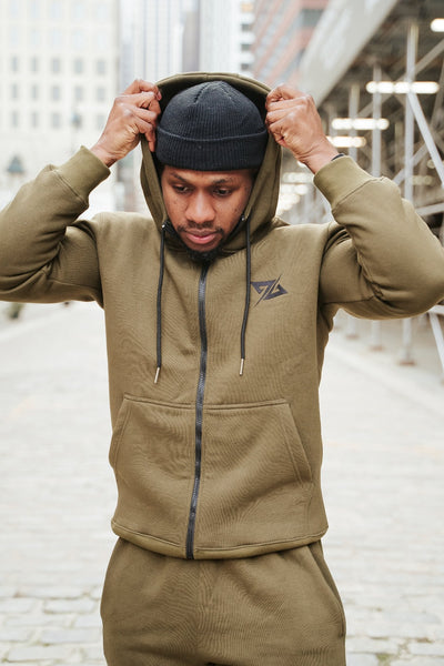 Khaki fleece online hoodie